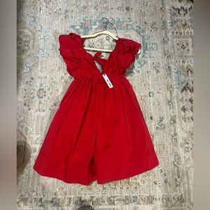 Red Ruffle Sleeve Romper